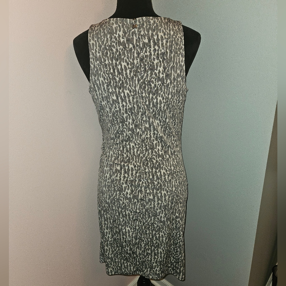Michael Kors Grey Draped Animal Print Mini Dress - Size Small - Picture 5 of 9